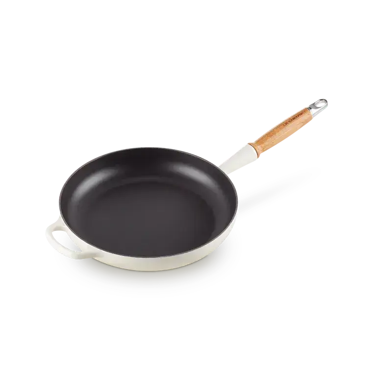 Le Creuset Signature Cast Iron Meringue 28cm Frying Pan with Wooden Handle