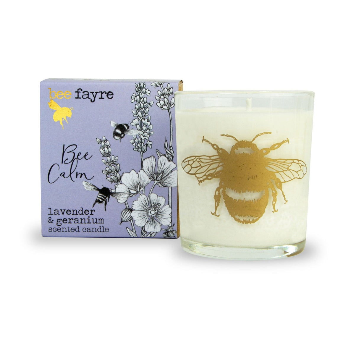 Bee Fayre Bee Calm Lavender & Geranium Large Scented Candle