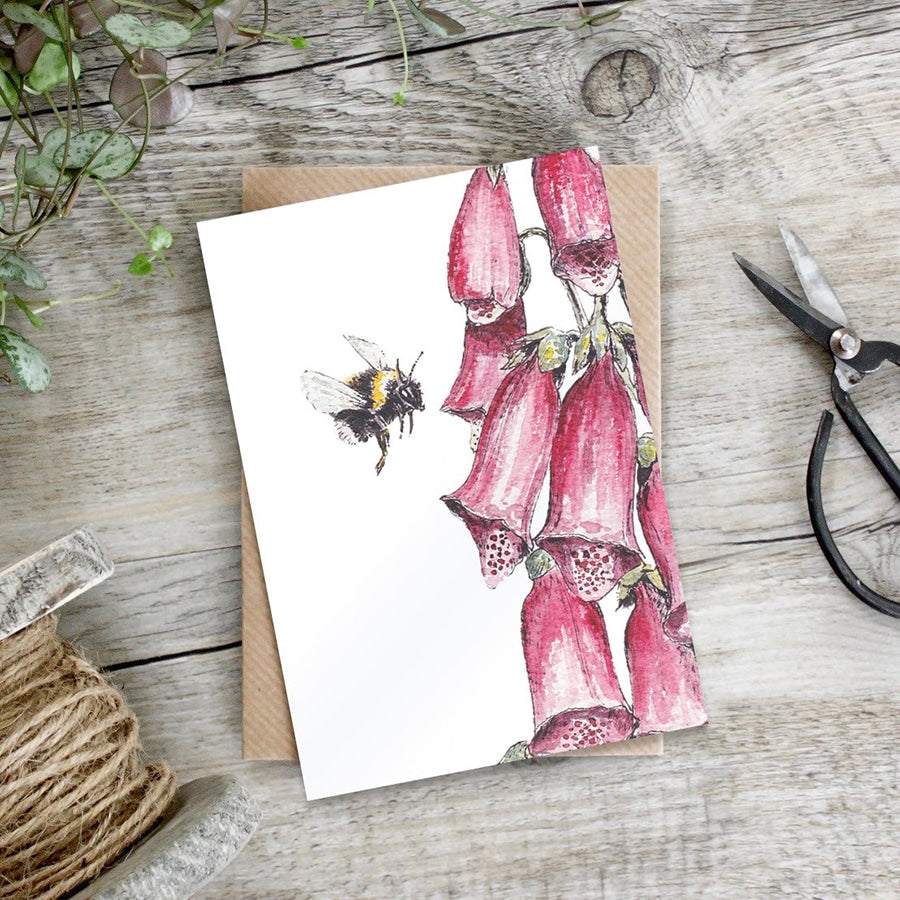 Toasted Crumpet Woodland Glimpse Foxglove & Bee Card