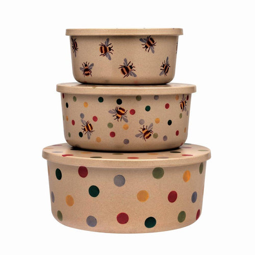 Emma Bridgewater Polka Dot Set of 3 Round Rice Husk Storage Tubs