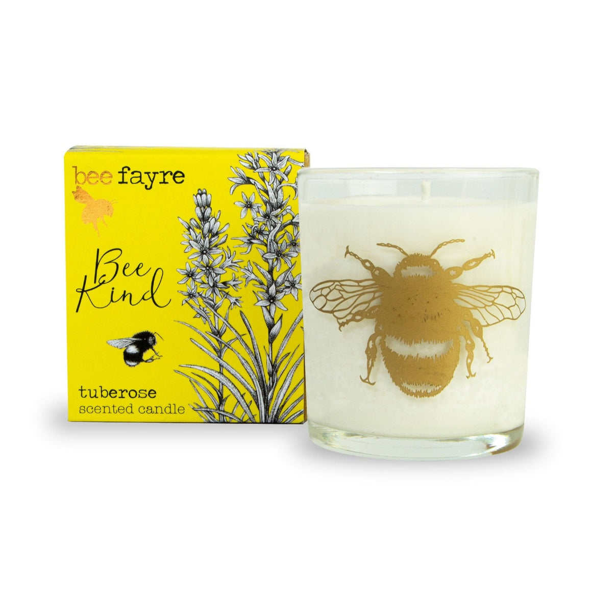 Bee Fayre Bee Kind Tuberose Large Scented Candle