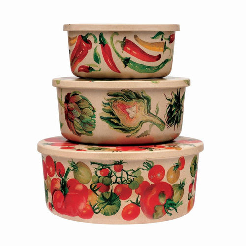 Emma Bridgewater Vegetable Garden Rice Husk Round Set of 3 Storage Tubs