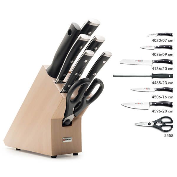 Wusthof Classic Ikon 7 Piece Knife Set with Beech Block