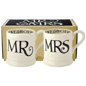 Emma Bridgewater Black Toast Mr & Mrs Half Pint Mugs - All Sets