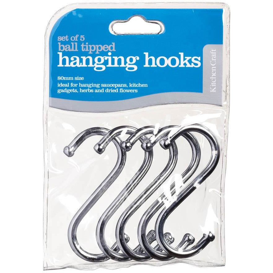 KitchenCraft Five 8cm Chrome Plated 'S' Hooks