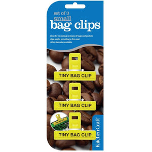 KitchenCraft Set of 3 Small Plastic Bag Clips