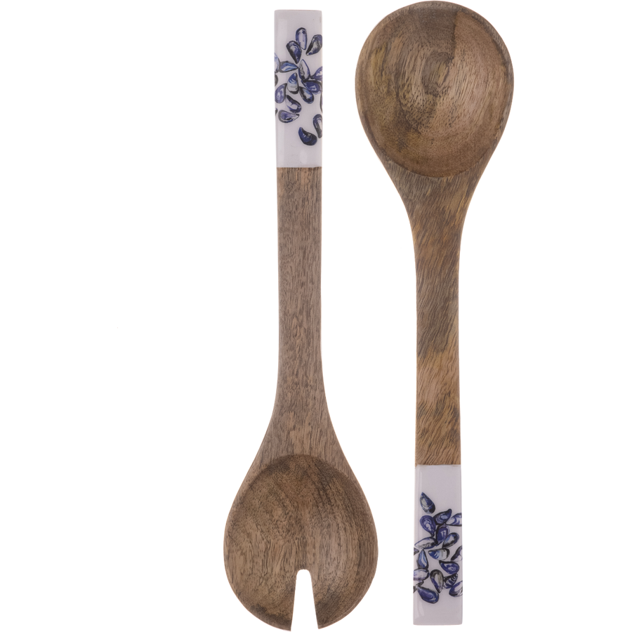 Shoeless Joe Mussel Wooden Salad Servers