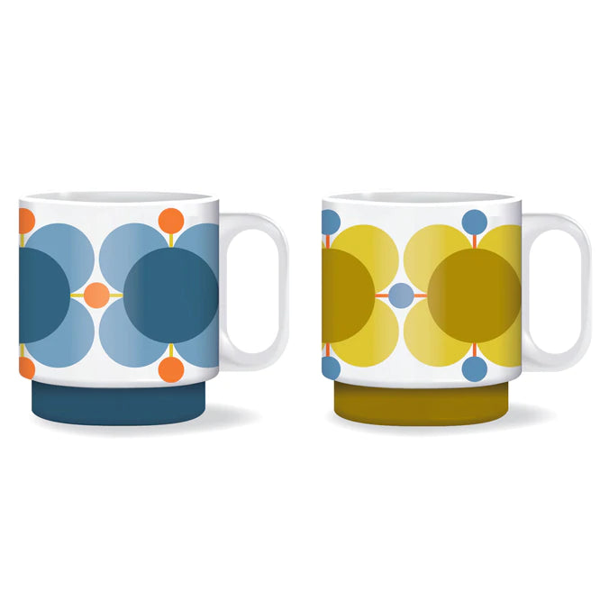 Orla Kiely Set of 2 Atomic Flower Sunflower & Sky Mug Set