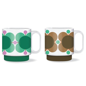 Orla Kiely Set of 2 Atomic Flower Jewel & Latte Mug Set