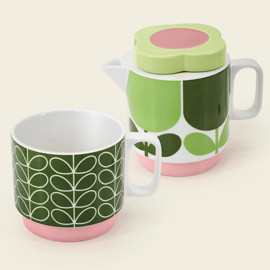 Orla Kiely Block Flower Fern Stackable Tea For One