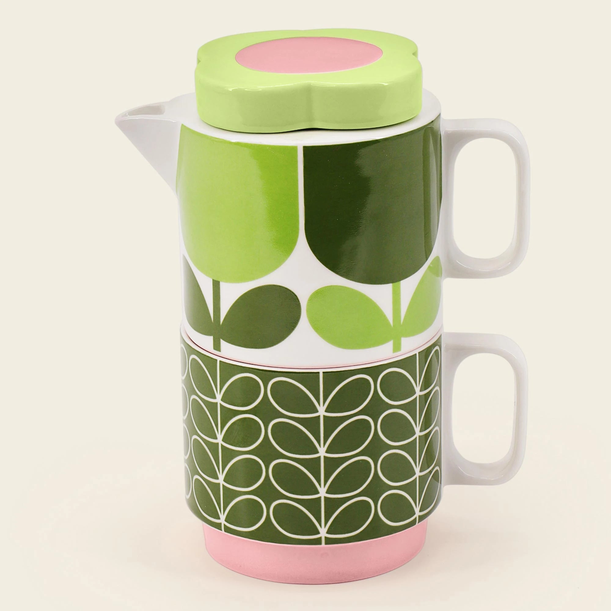 Orla Kiely Block Flower Fern Stackable Tea For One