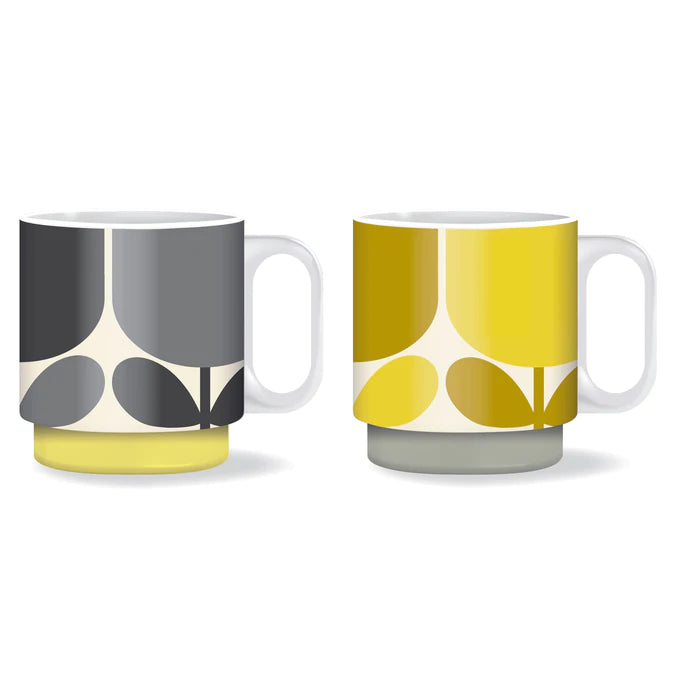 Orla Kiely Set of 2 Block Flower Slate & Ochre Mug Set