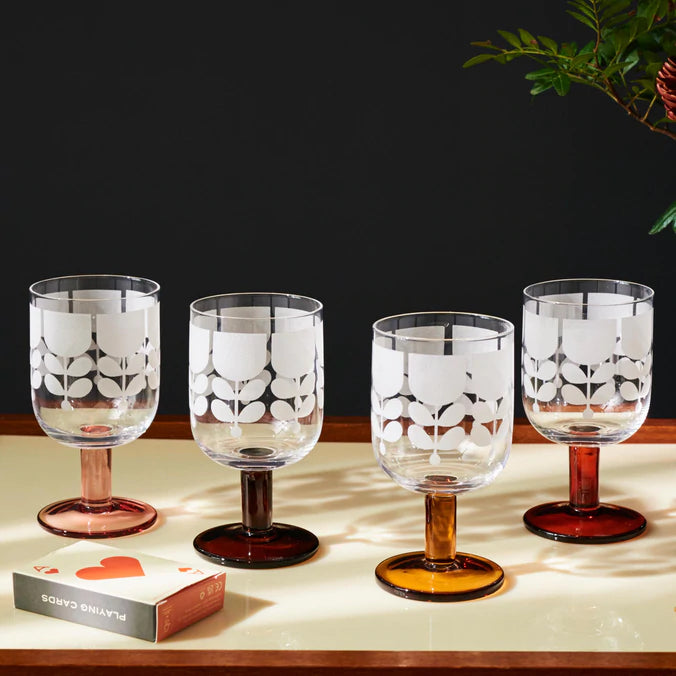 Orla Kiely Etched Stem Set of 4 Formal Wine Glasses