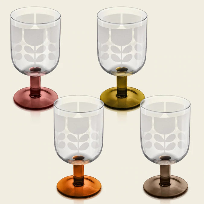 Orla Kiely Etched Stem Set of 4 Formal Wine Glasses