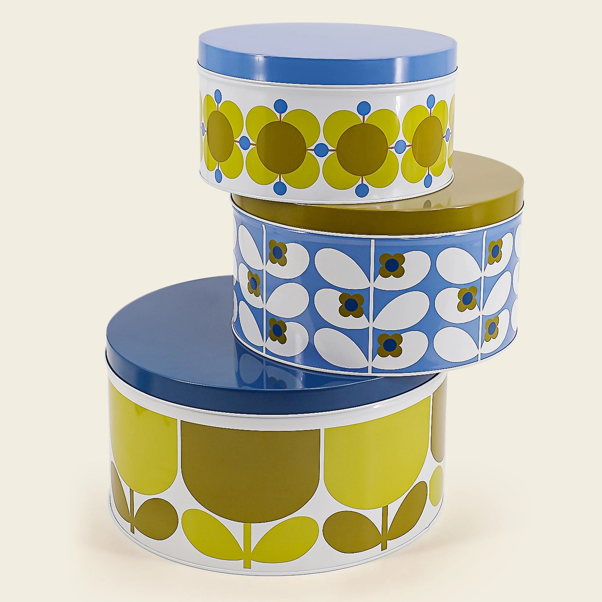 Orla Kiely Sunflower & Sky Blue Set of 3 Cake Tins